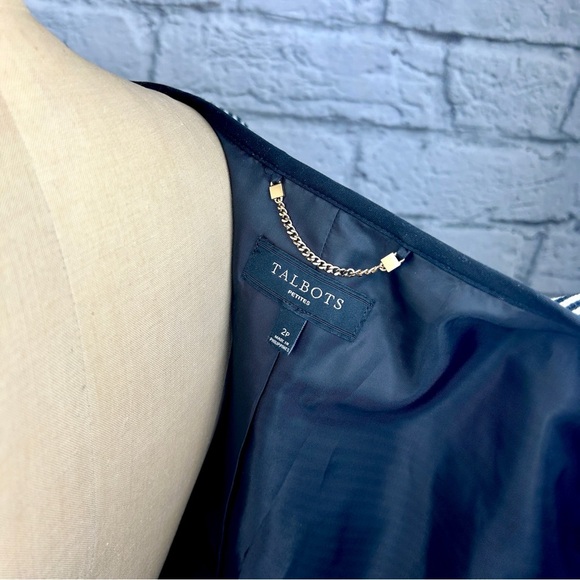 Black and White Stripe Suit Coat Business Jacket Ladies Work Talbots 2P Blazer - Picture 4 of 10